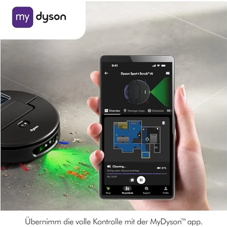 Dyson Saugroboter spot+scrub Ai, beutellos, 18.000 Pa Saugkraft, intelligente KI-Navigation und Nassreinigung – Bild 11