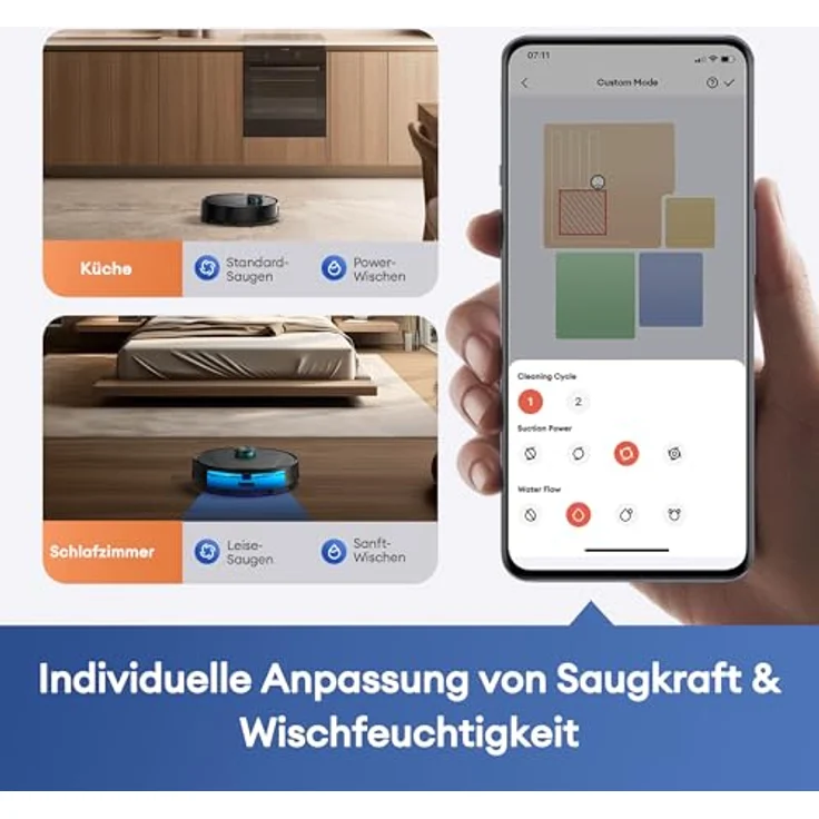 Ultenic Saugroboter ULT-L10, 4-in-1 mit Wischfunktion, 10.000 Pa Saugkraft, 200 Min Laufzeit, LiDAR-Navigation, Selbstentleerungsstation – Bild 11