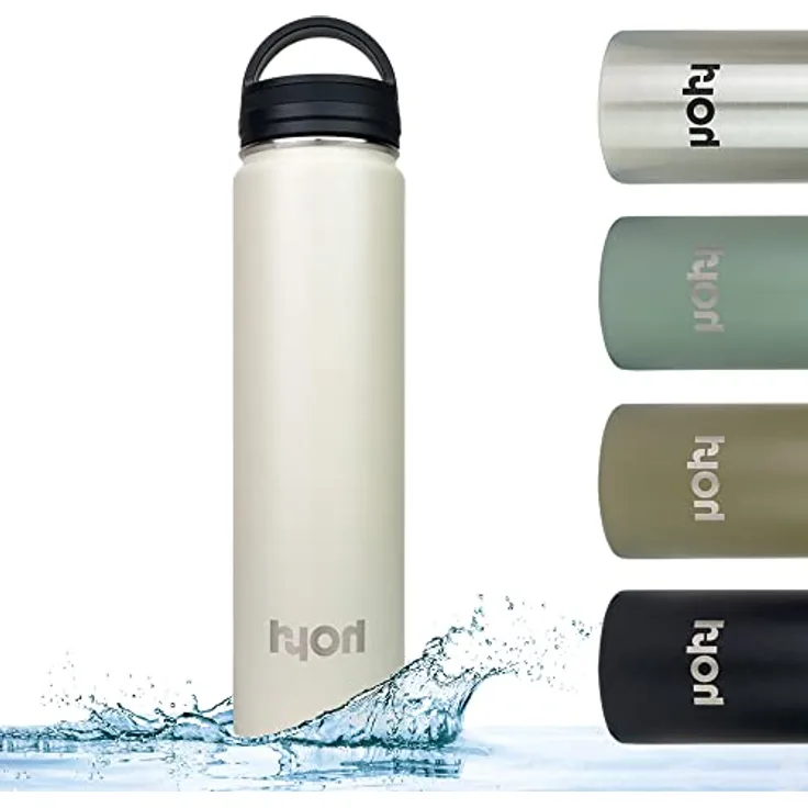 HYOH Traveller vakuum isolierte Trinkflasche, hält Getränke kalt und warm, spülmaschinengeeignet, 100% recyclebar, doppelwandig vakuum isoliert, Trinkflasche aus Edelstahl, Füllmenge 750 ml