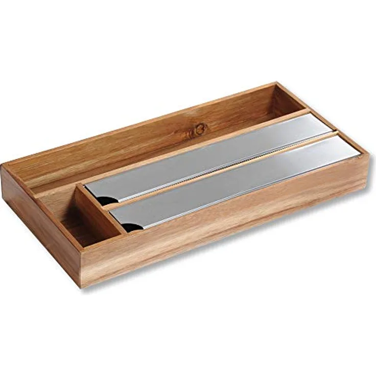 Kesper | Folienspender, Material: Akazienholz, Maße: 42 x 19 x 5,4 cm, Farbe: Braun | 28041 13
