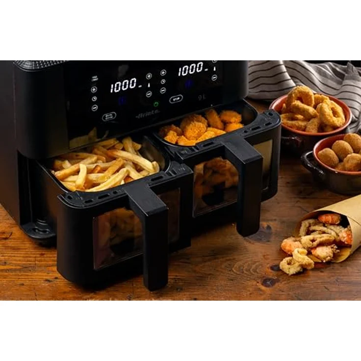 Ariete 4631 Doppel-Luftfritteuse 9 l, 2400 W, 11 Programme, bis zu 3,6 kg, Temperatur bis zu 200 °C, Doppelkorb, Schwarz – Bild 3