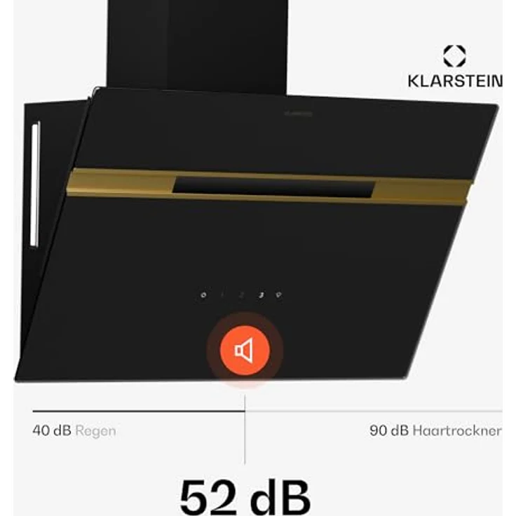 Klarstein Alina Dunstabzugshaube, EEK A, 600 m³/h, Touch LED-Beleuchtung, Schwarz/Metallic, Abluft/Umluft – Bild 4