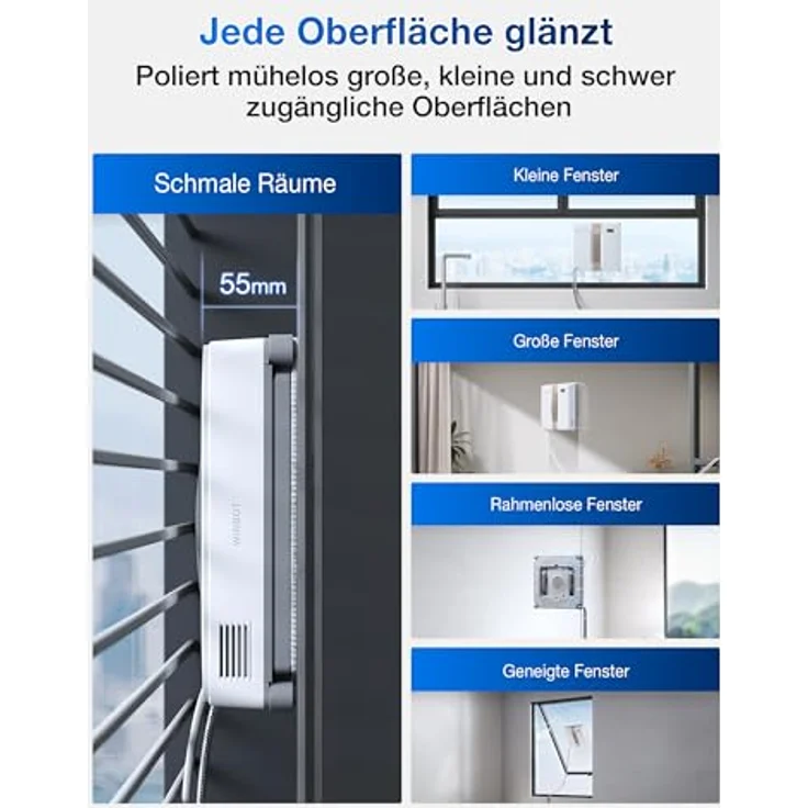 ECOVACS Fensterputzroboter WINBOT MINI, Ultraschall-Wassersprüh-System, WIN-SLAM 3.0-Technologie – Bild 3