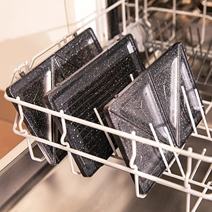 Cecotec Rock'nToast 4in1 Sandwichmaker. 1000 W, 4 abnehmbaren und austauschbaren Platten, RockStone Antihaft-Beschichtung,Platte für 2 Brotscheiben, Edelstahl-Finish., Schwarz – Bild 3