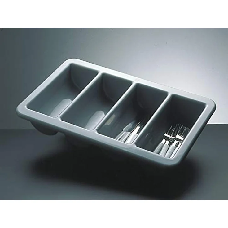 APS GN 1/1 Besteckbehälter, Besteckaufbewahrung, Besteckkasten aus Kunststoff, vier Kammern, 32,5 x 53 cm, Höhe 10 cm, grau – Bild 2