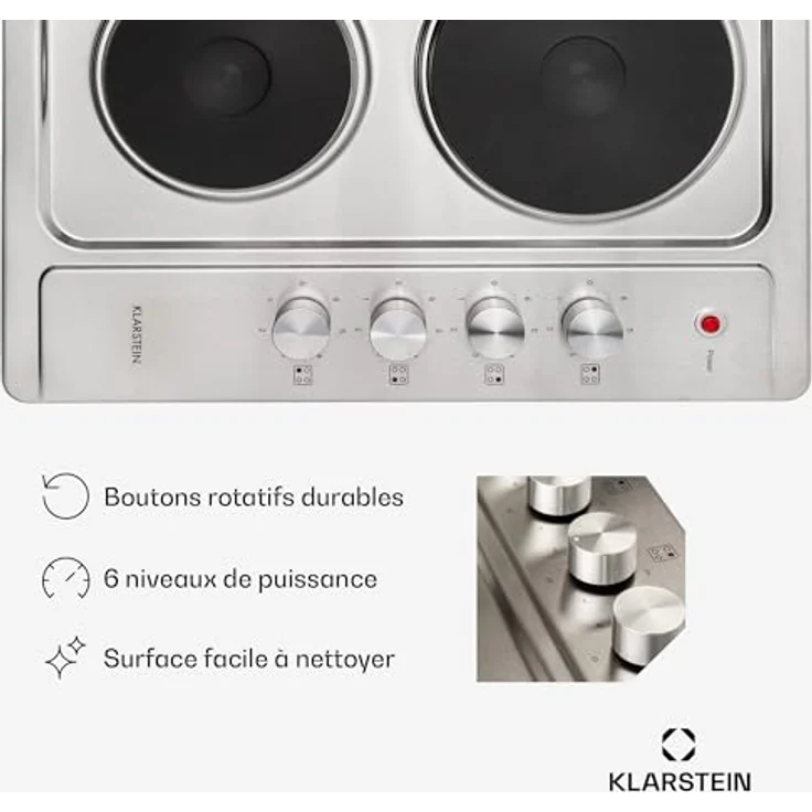 Klarstein Appetito 4 Elektrokochfeld 4 Platten 6 Leistungsstufen 5500 Watt Edelstahl Silber – Bild 5