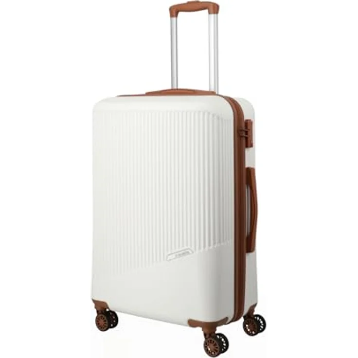 Travelite 4-Rad Hartschalenkoffer mittelgroß 65 Liter, Gepäck Serie Bali: ABS Hartschalen Trolley mit TSA Kombinationsschloss, 67 cm, Cognac (Weiß) – Bild 1