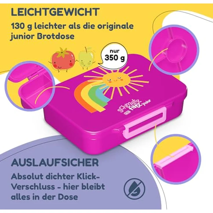 Schmatzfatz Lite Lunchbox, Unterteilte Brotdose für Kinder, BPA-frei, leicht und luftdicht – Bild 2