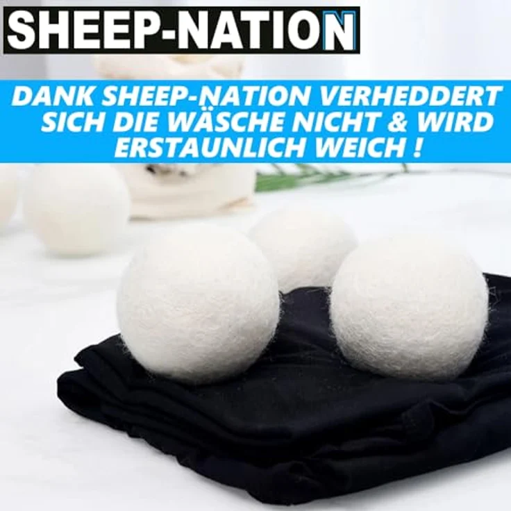 MAVURA SHEEP-NATION Trocknerbälle 6er Pack, Premium Schafwolle, Weichspüler Alternative, hypoallergen, energiesparend – Bild 3