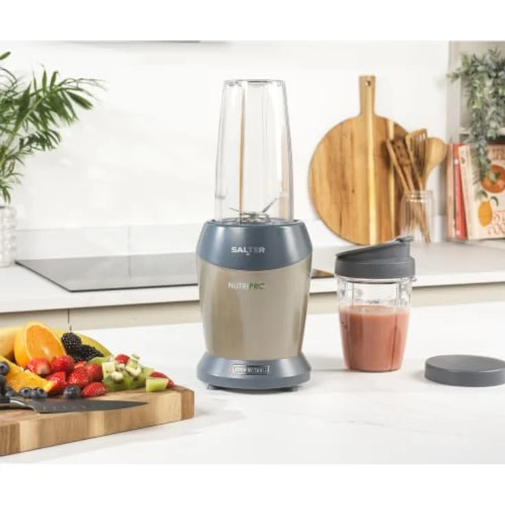 Salter NutriPro 1000 Mixer – Tragbarer Smoothie-Maker mit 1000W, 2 BPA-freien Reisebechern (800ml/1L), Edelstahlklinge für Nährstoffextraktion und Suppen/Babynahrung – Bild 8