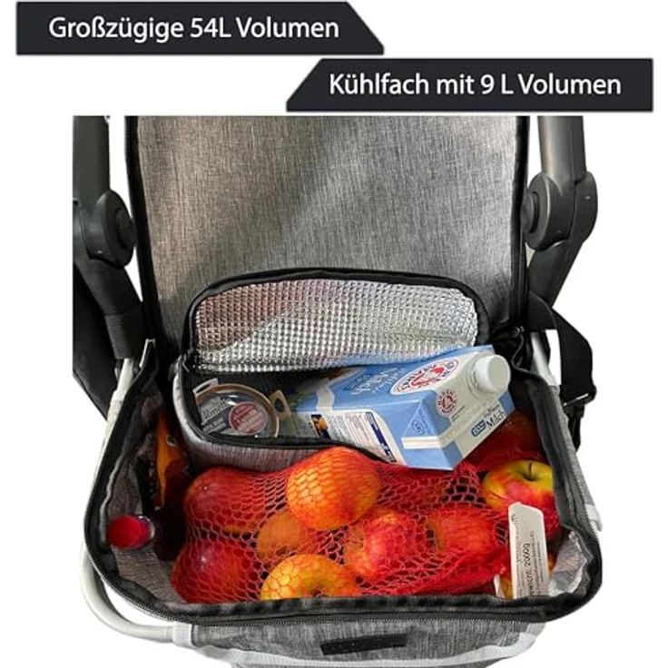 Quick Star Einkaufstrolley, Faltbar, Aluminium, 58 l Volumen, 50 kg Traglast, Grau, mit Kühlfach – Bild 4