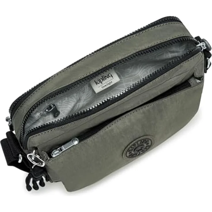 Kipling Basic Abanu M Umhängetasche, 24 cm, grüne Schultertasche aus robustem Material mit verstellbarem Schultergurt und mehreren Seitenfächern – Bild 5