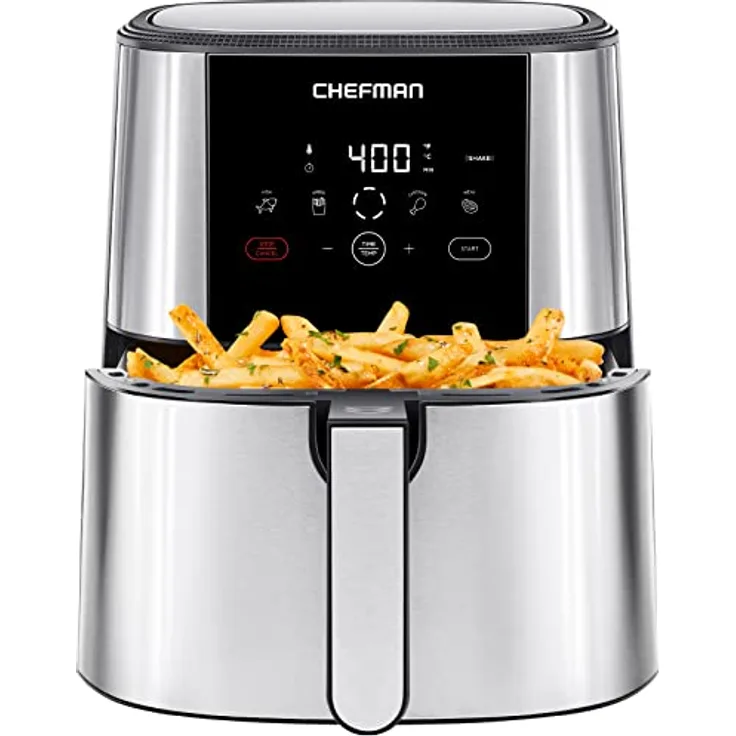 Chefman TurboTouch Air Fryer, The Most Compact And Healthy Way To Cook Oil-Free, One-Touch Digital Controls And Shake Reminder For The Perfect Crispy And Low-Calorie Finish, 5 Qt