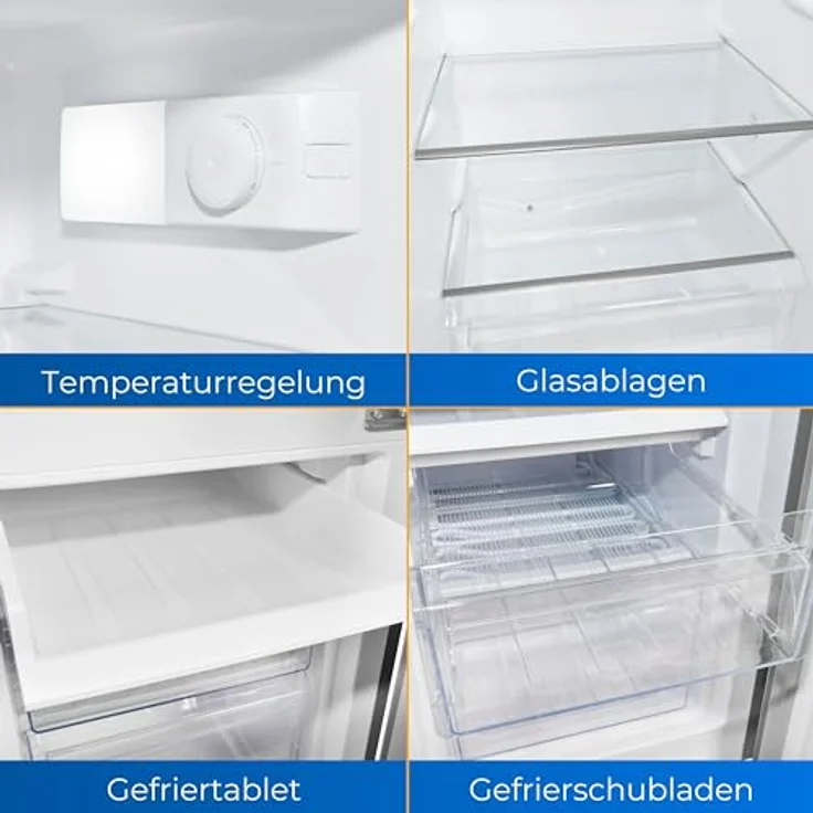 Exquisit Kühl-Gefrierkombination KGC5233-60-HE-040D inoxlook | Nutzinhalt: 173 L | Alarm-Funktion | 4-Sterne-Gefrieren | Standgerät – Bild 3