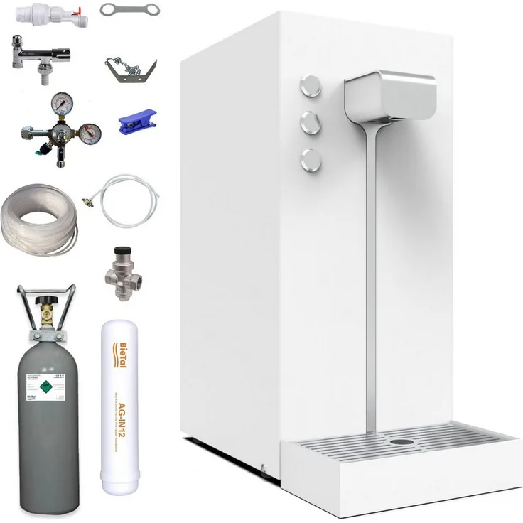 BieTal Italbedis Flux Slim Plus, Wassersprudler mit UV LED Entkeimung, 43-tlg. Set, Schwarz