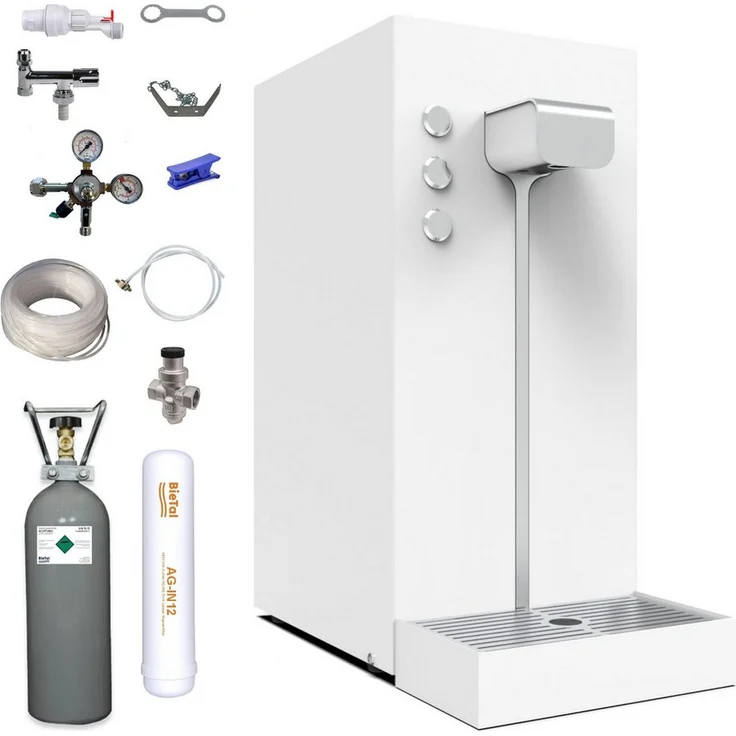 BieTal Italbedis Flux Slim Plus, Wassersprudler mit UV LED Entkeimung, 43-tlg. Set, Schwarz