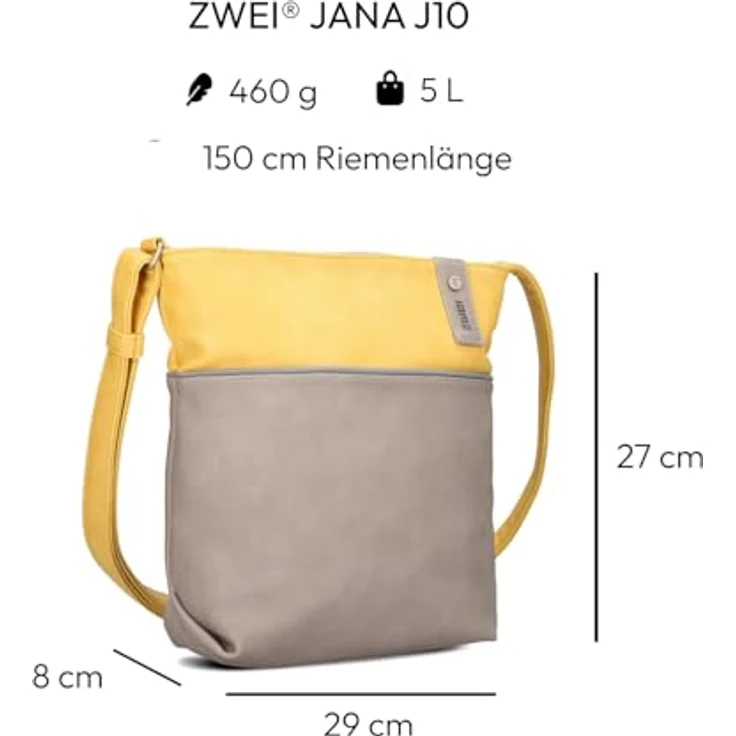 Zwei Umhängetasche Jana J10 - Schultertasche 29 cm (lemon), Vegan & pflegeleicht – Bild 2