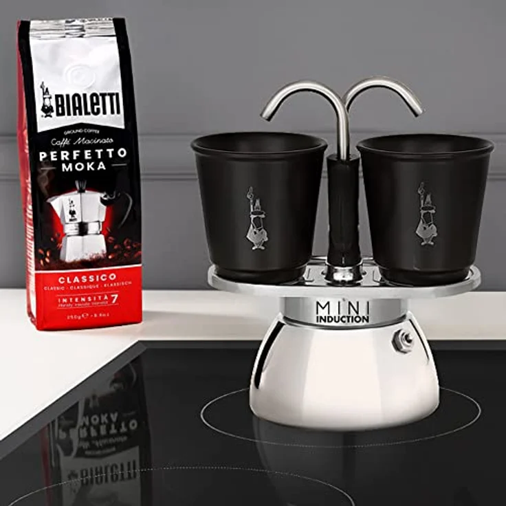 Bialetti Mini Express Induction, Induktionskaffeemaschine, 2 Tassen (100 ml), für alle Herdarten geeignet, Schwarz – Bild 3