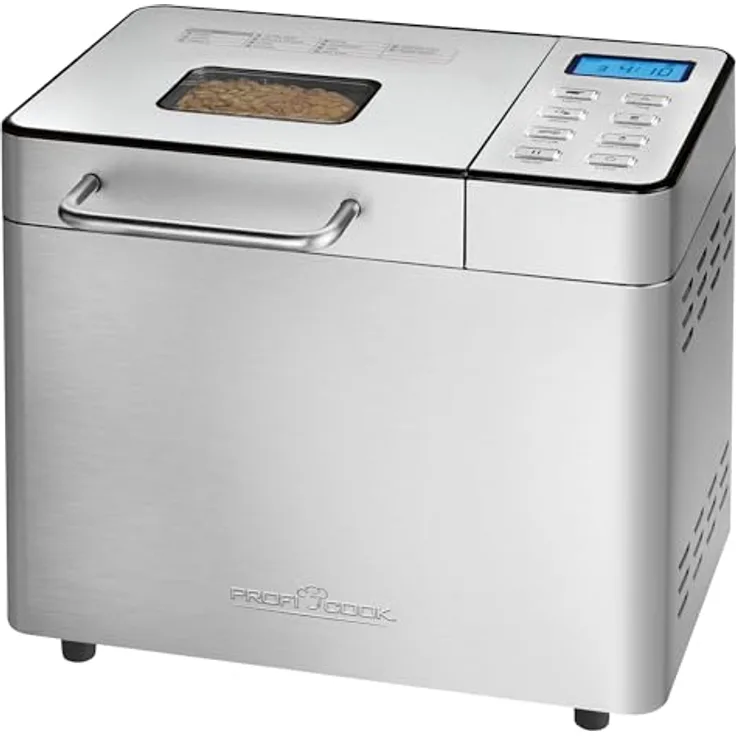 ProfiCook Brotbackautomat PC-BBA 1282, vollautomatischer Brotbackautomat mit Timer, 13 Programmen, Edelstahlgehäuse, 1500 g Kapazität