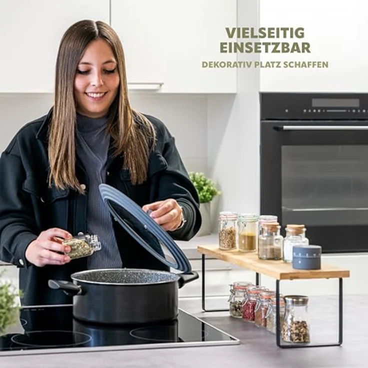 Bremermann Küchenregal, freistehend, Bambus, 50 cm breit, Schwarz – Bild 4