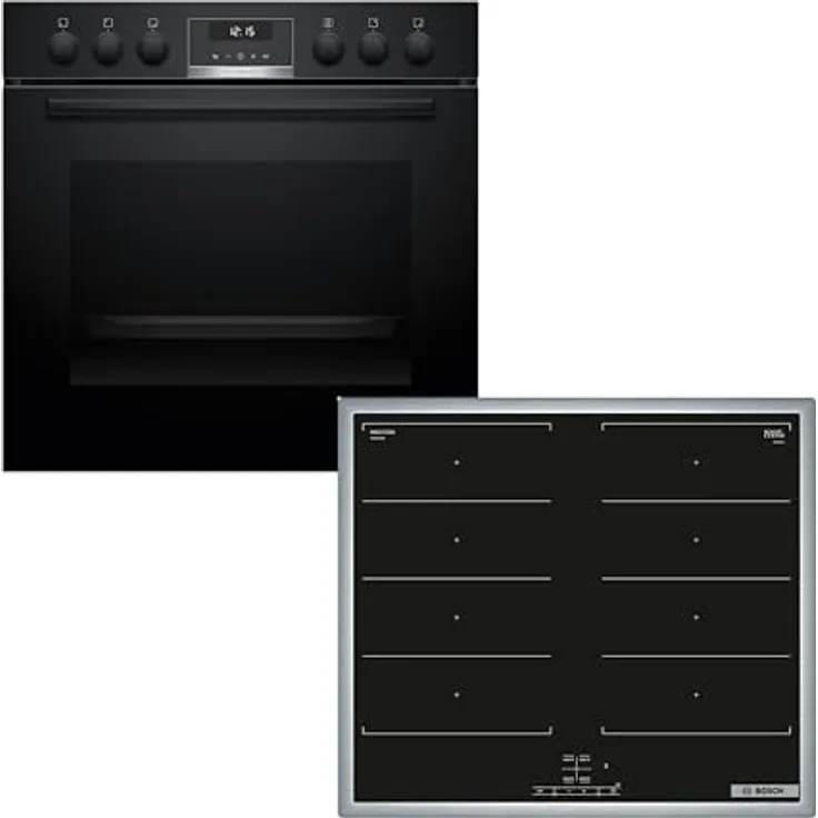 Bosch Einbauherd-Set HND619LS67, Serie 6 60 cm mit 3D-Heißluft, Reinigungshilfe und AutoPilot10, HEB517BB4 Induktionskochfeld 60 cm mit Flex Induction, Herdgesteuert NXX645CB5E
