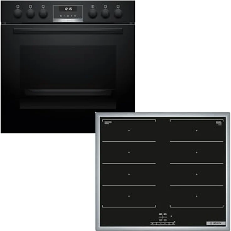 Bosch Einbauherd-Set HND619LS67, Serie 6 60 cm mit 3D-Heißluft, Reinigungshilfe und AutoPilot10, HEB517BB4 Induktionskochfeld 60 cm mit Flex Induction, Herdgesteuert NXX645CB5E – Bild 1