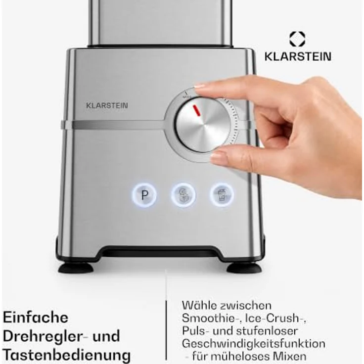 Klarstein Kraftpaket Pro Hochleistungsmixer – 2000 W, 30.000 U/min, 2-Liter-Behälter, 6 Edelstahlklingen, Silberfarben – Bild 6