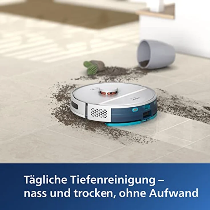 Philips Homerun Serie 3000 Saug-Wischroboter, ultrastarke Saugleistung (4000 Pa), Lasernavigation, 200 Minuten Laufzeit, weiß, Saugroboter, App, XU3000/02 – Bild 2