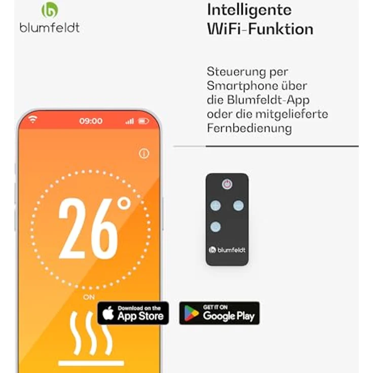 blumfeldt Infrarotheizung 2000 W – Wand & Deckenmontage, IP65 Wasserdicht, 9 Heizstufen, Smarte WLAN-Steuerung, Aluminium-Heizplatte, Kindersicherung, für Balkon, Terrasse & Garten – Bild 4