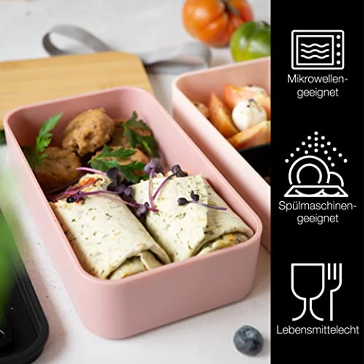 Moritz & Moritz Lunchbox Bento Box pink, Kunststoff, Bambus, Elasthan, 10-tlg Set, inkl. Besteck-Set – Bild 3
