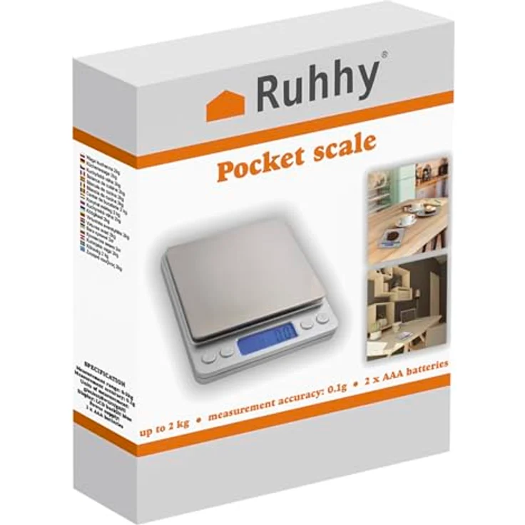 Ruhhy Digitale Präzisions-Grammwaage mit LCD-Display, Tara-Funktion und 2 abnehmbaren Wiegeschalen, hohe Präzision bis 0,1 g, ideal für Küche und Labor – Bild 8