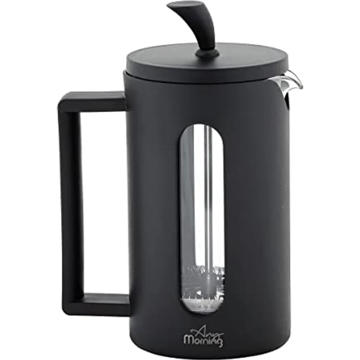 Any Morning French Press Kaffeemaschine | Borosilikatglas Heiß- und Kalt-Kaffeebereiter | Kaffee-Presse Edelstahlfilter | Langlebig | Hitzebeständig | Schwarz | 600 ML – Bild 1
