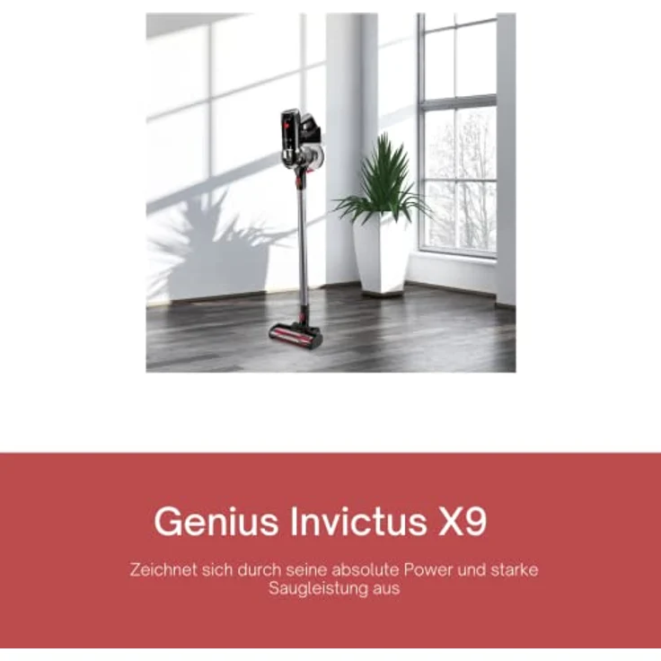 Genius Invictus X9 Handstaubsauger, 35 min Akkubetrieb, Zyklon-Technologie, 180° Drehgelenk, Set 13-tlg. – Bild 3