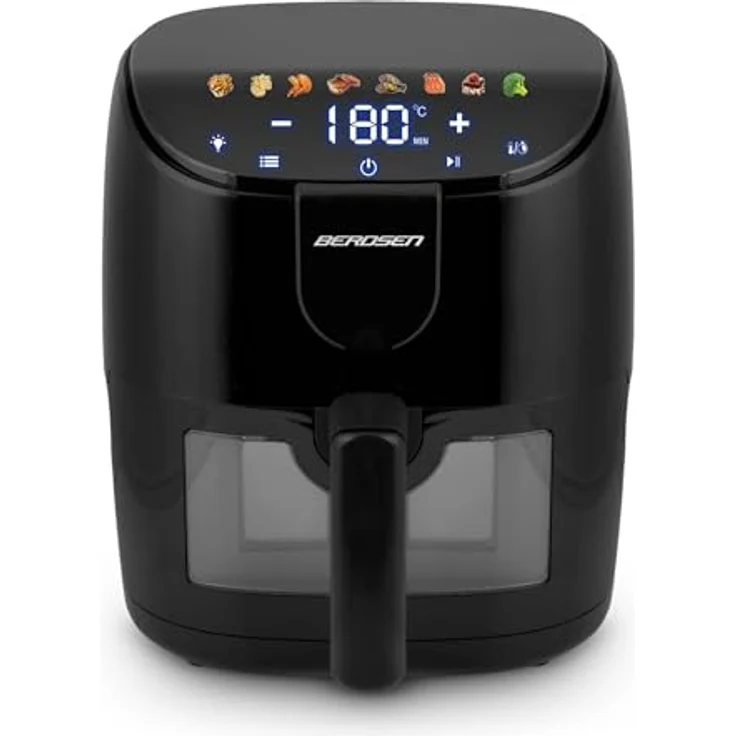 Berdsen BD-658, Luftfritteuse fettfrei mit 4 Litern Volumen und 1500 Watt Leistung, schwarz – Bild 1