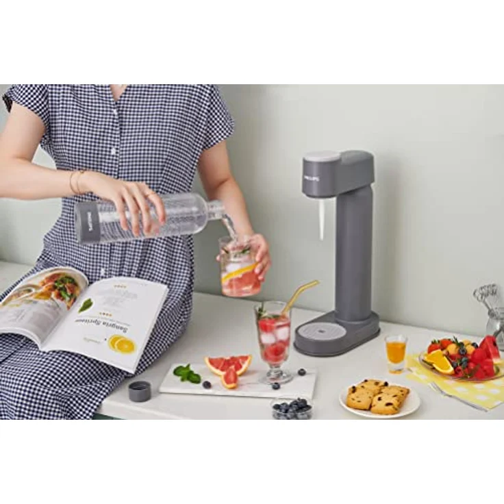 Philips Water GoZero Soda maker Lite ADD4901BK/10, Schwarz, 1-Liter-Wasserflasche, CO2-Zylinder für 60 Liter, Grau, ADD4901GR/10 – Bild 5