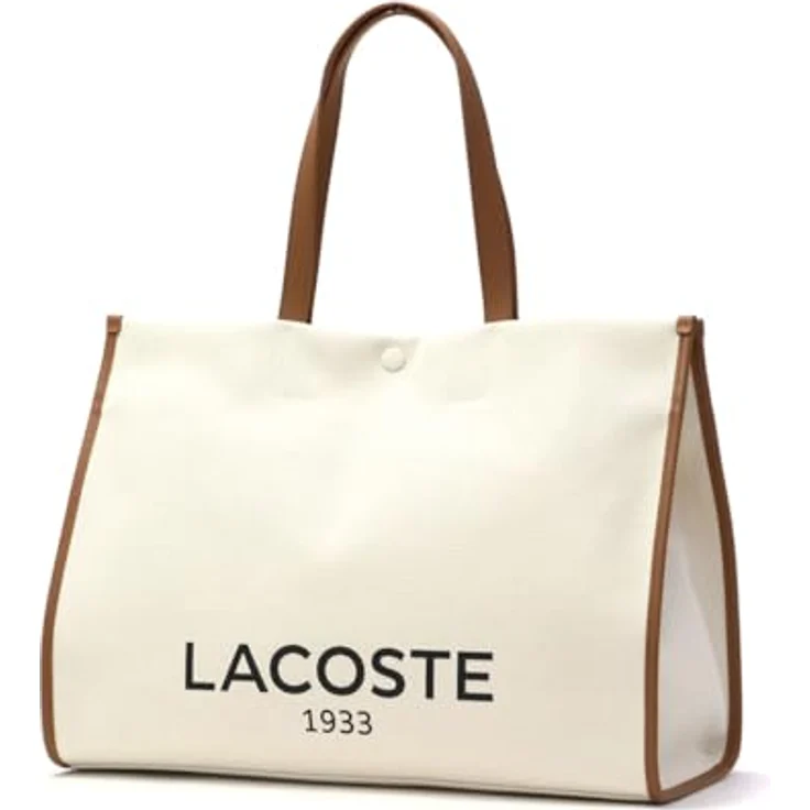 Lacoste Heritage Canvas Shopper Tasche, 100% Baumwolle, 40 cm x 18 cm x 29.5 cm, beige – Bild 1