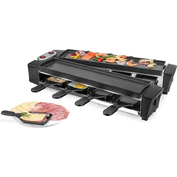 Emerio Raclette RG-132098.2, 8 Raclettepfännchen, 1100 W, mit 2 antihaftbeschichteten Grillplatten, flexibel einsetzbar – Bild 2