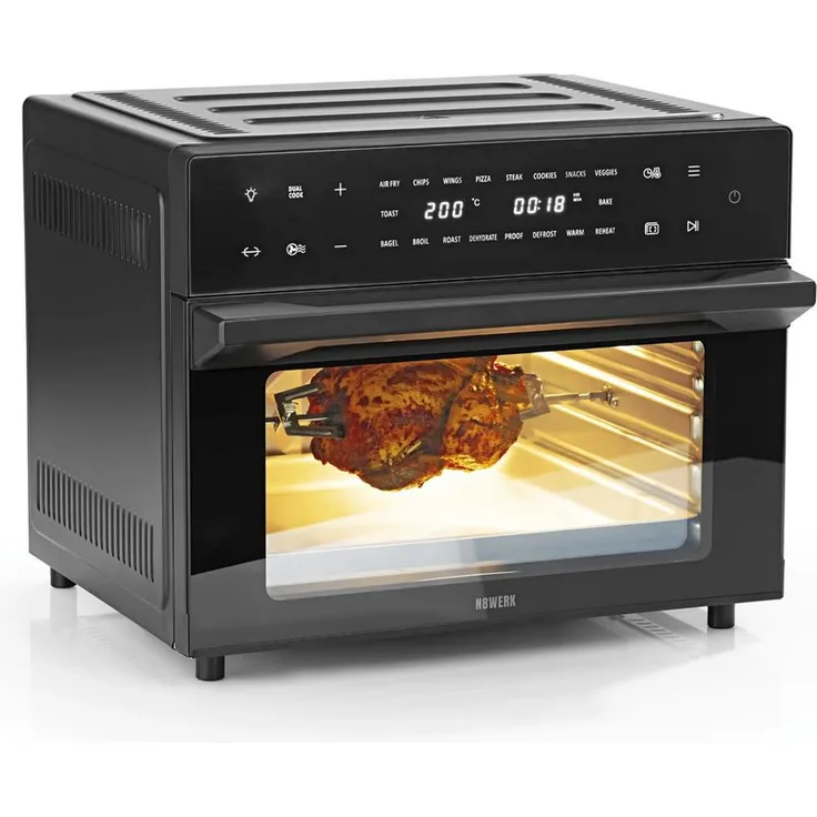 N8WERK Minibackofen Digitaler Heißluftofen Midnight Black 1800W