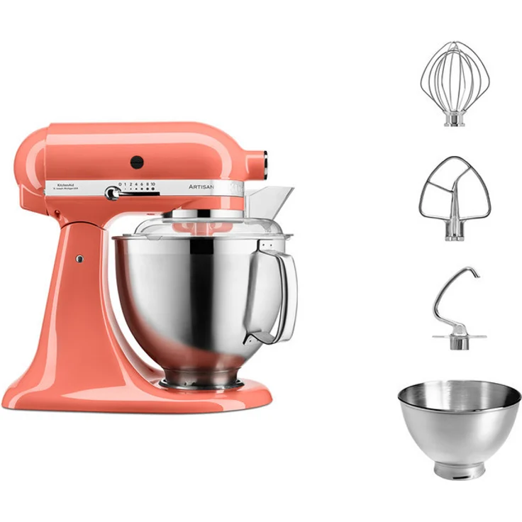 Kitchenaid Artisan 5KSM185PSEPH Küchenmaschine mit Direktantrieb, 300W, 4,8L Edelstahlschüssel, coralle, Serie: 5KSM185PS – Bild 2