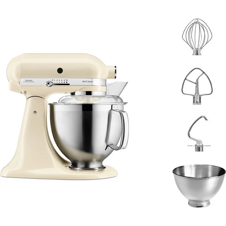 KitchenAid Artisan 5KSM185PSEAC Küchenmaschine mit Direktantrieb, 300W, 4,8L Edelstahlschüssel, creme, Serie: 5KSM185PS – Bild 3