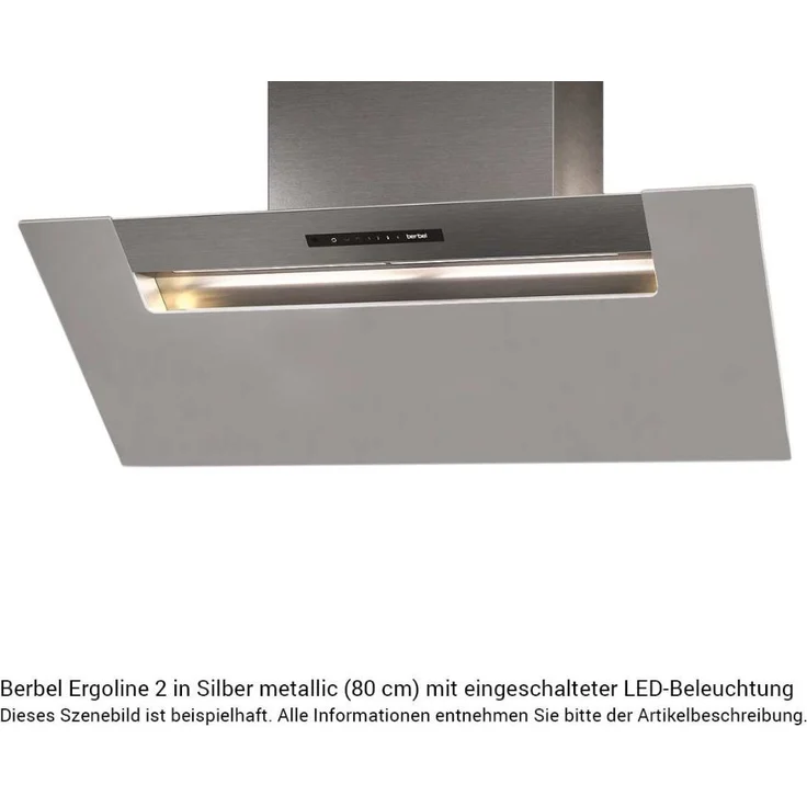 Berbel Ergoline 2 BKH 90 EG 2, Kopffreihaube, Breite 90 cm, Silber metallic, Nachlaufautomatik, Abluft und Umluft, BackFlow-Technologie – Bild 2
