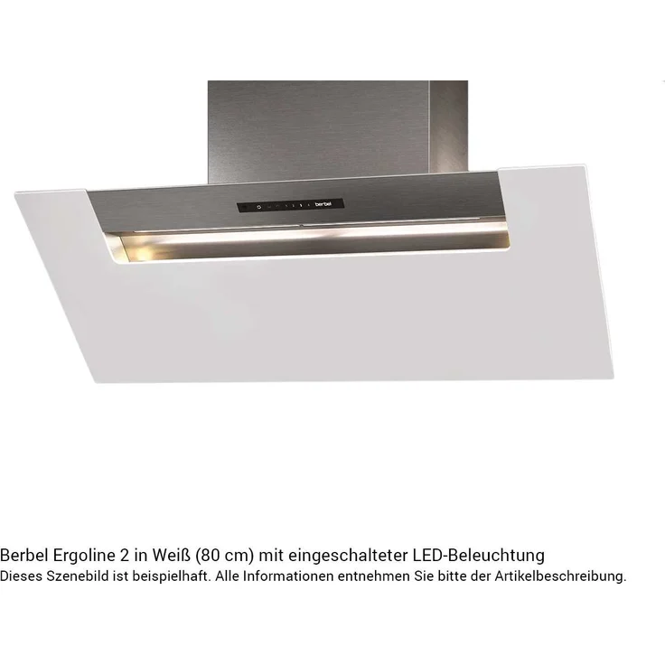 Berbel Ergoline 2 BKH 90 EG 2, Kopffreihaube, Wandmontage, Breite 90 cm, Abluft und Umluft, TouchControl, Fettfilter Sättigungsanzeige, Weiß – Bild 2