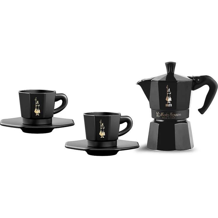 Bialetti MOKA Espressokocher Set schwarz 6Cups+2Mugs – Bild 1