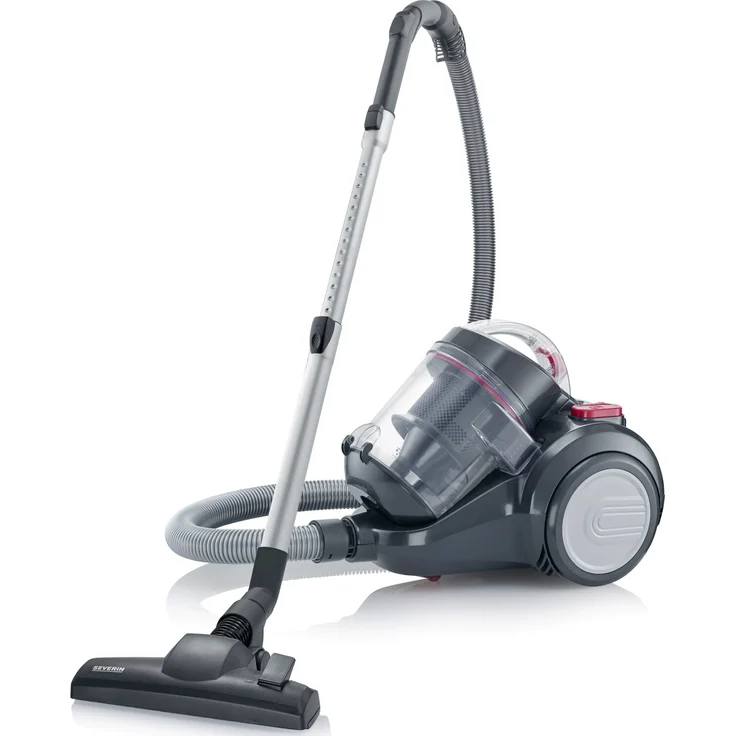Severin CY 7089 Bodenstaubsauger, 800 Watt, beutellos, 9 m Aktionsradius, schwarz-rot – Bild 2