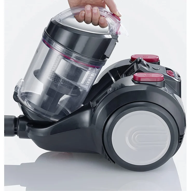 Severin CY 7089 Bodenstaubsauger, 800 Watt, beutellos, 9 m Aktionsradius, schwarz-rot – Bild 3