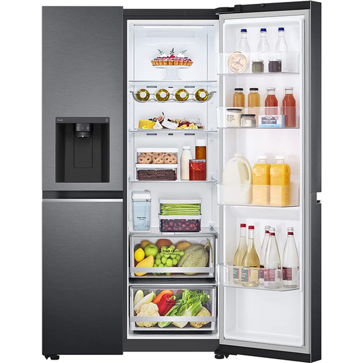 LG GSLV71MCLE Side-by-Side-Kühlschrank, freistehend, schwarz, NoFrost, Wasser- und Eiswürfelspender, Wassertank, Breite 91.3 cm – Bild 6