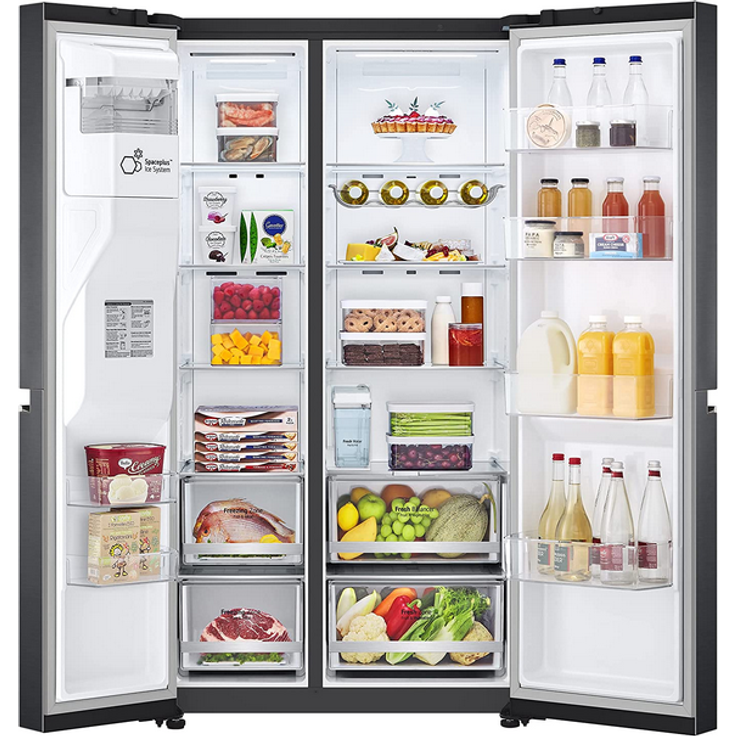 LG GSLV71MCLE Side-by-Side-Kühlschrank, freistehend, schwarz, NoFrost, Wasser- und Eiswürfelspender, Wassertank, Breite 91.3 cm – Bild 8