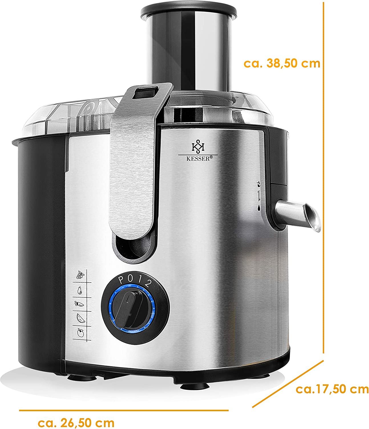 KESSER S030M0384A1P2 Entsafter für Obst und Gemüse, 1100W, große 85 mm Einfüllöffnung, inkl. Reinigungsbürste und Saftbehälter, 3 Geschwindigkeitsstufen, aus Edelstahl, silber: Tests, Infos & Preisvergleich