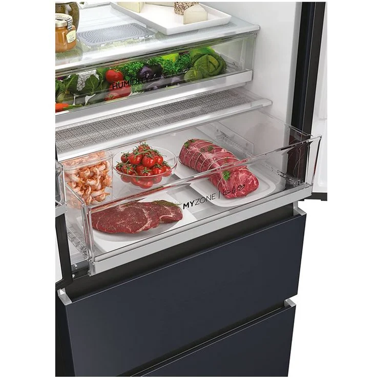 Haier HFW7720ENMB French-Door-Kühlschrank, freistehend, schwarz, NoFrost, Festwasseranschluss, 0-Grad-Zone, LED, Breite 70 cm – Bild 5