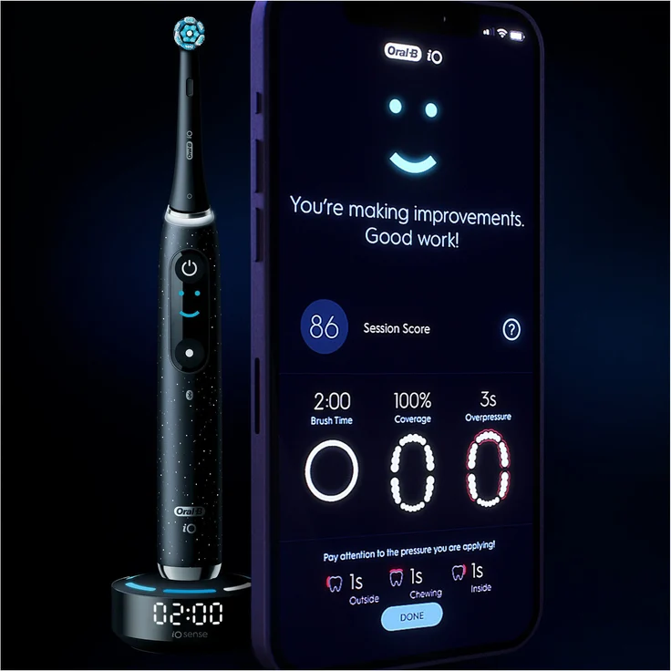 Oral-B iO Series 10 elektrische Zahnbürste, 7 Reinigungsprogramme, Cosmic Black – Bild 5